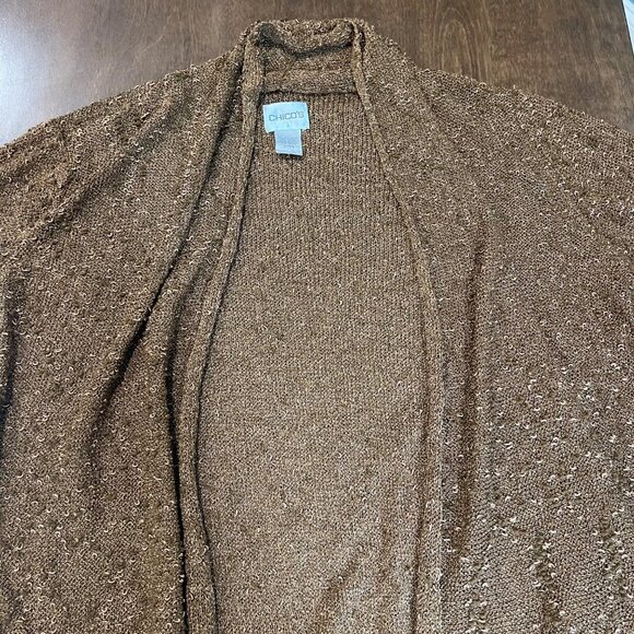 Chico's Open Front Cardigan Women's Size 0 (US Small) Golden Brown Open Knit - Picture 5 of 11